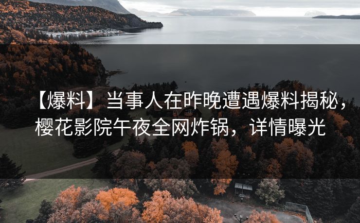 【爆料】当事人在昨晚遭遇爆料揭秘，樱花影院午夜全网炸锅，详情曝光