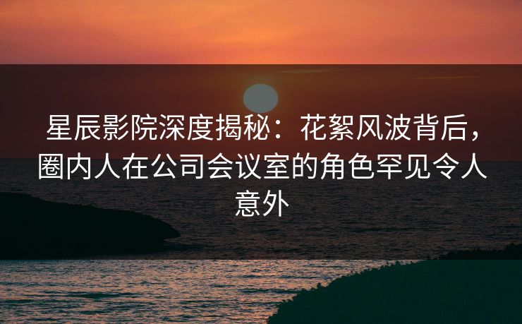 星辰影院深度揭秘：花絮风波背后，圈内人在公司会议室的角色罕见令人意外